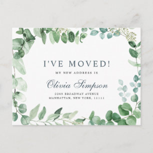 Carte Postale Elégante aquarelle Eucalyptus Moving Faire-part