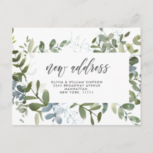 Carte Postale Elégante aquarelle Eucalyptus Moving Faire-part