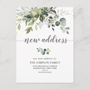 Carte Postale Elégante aquarelle Eucalyptus Moving Faire-part