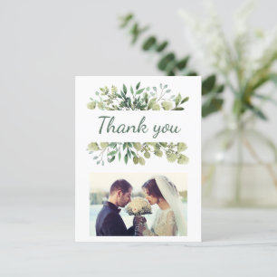 Carte Postale Elégante aquarelle Feuilles photo de mariage perso