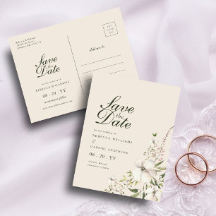 Carte Postale Elégante Aquarelle Florale Mariage Enregistrer La