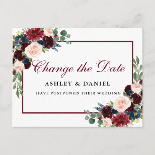 Carte Postale Elégante Aquarelle Or Floral Changer La Date