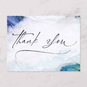 Carte postale élégante aquarelle or Merci