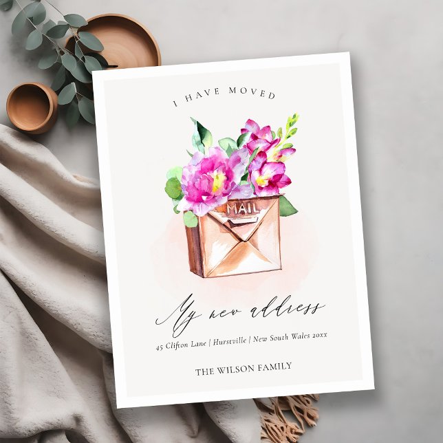 Carte Postale Élégante boîte aux lettres florale rose vif J'ai d (Créateur téléchargé)