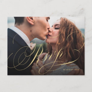 Carte Postale Elégante calligraphie classique mariage photo RSVP