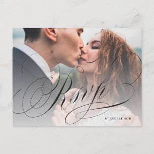 Carte Postale Elégante calligraphie classique photo mariage RSVP