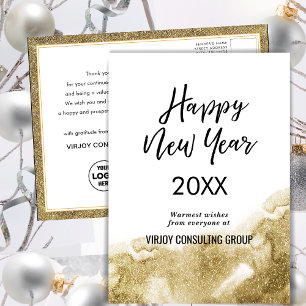 Carte Postale Élégante Calligraphie Festive Gold Parties scintil