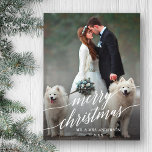 Carte Postale Élégante calligraphie Joyeux Noël Mariage Photo<br><div class="desc">Élégant script de calligraphie Joyeux Noël Mariage Photo Holiday Carte postale</div>