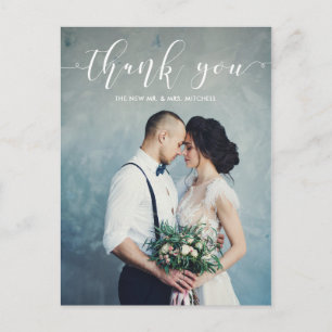 Carte Postale Élégante calligraphie   Mariage Merci Photo
