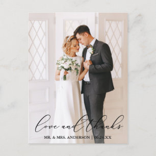 Carte Postale Élégante Calligraphie Mariage Photo Amour Merci