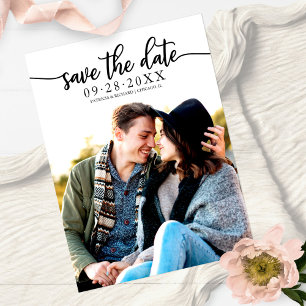 Carte Postale Élégante calligraphie mariage photo save the date