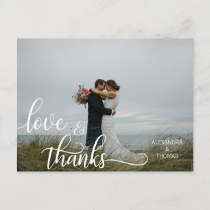 Carte Postale Élégante calligraphie Script LOVE & MERCI avec/ PH