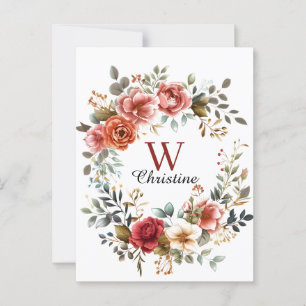 Carte Postale Elégante chemise florale d'aquarelle avec Roses bo