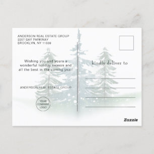 Carte Postale Elégante Compagnie de Noël Pine Arbre Aquarellée