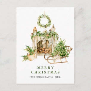 Carte Postale Élégante composition de Noël bohème vacances