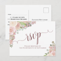 Elégante couleur rose pâle Aquarelle Florale Maria