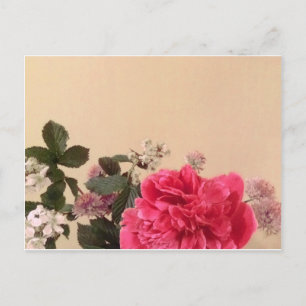 Carte Postale Élégante crème rose florale