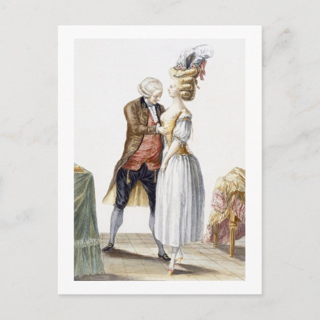 Carte Postale Élégante dame à un Fitting avec sa Tailor, assiett (Devant)