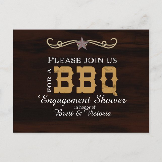 Carte postale élégante de fiançailles de BBQ Weste (Devant)