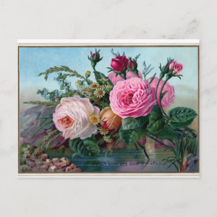 Carte postale élégante de roses roses vintage