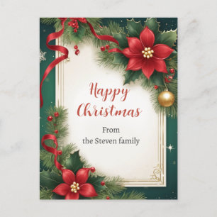 Carte Postale Élégante décoration de Noël rouge vert