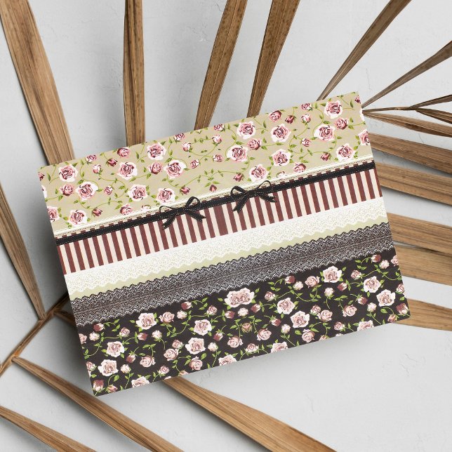 Carte Postale Élégante Dentelle Blanche Fille Et Roses Roses Ros (Elegant Girly White Lace And Pink Roses)