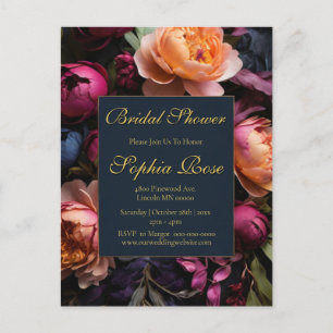 Carte Postale Élégante douche de mariée florale sombre