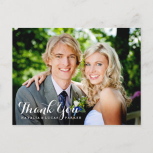 Carte postale élégante du Merci Mariage scénarisé