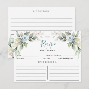 Carte Postale Elégante Fête des mariées bleue Dusty Recette Cart