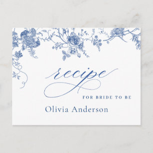 Carte Postale Elégante Fête des mariées de fleurs bleues Recette