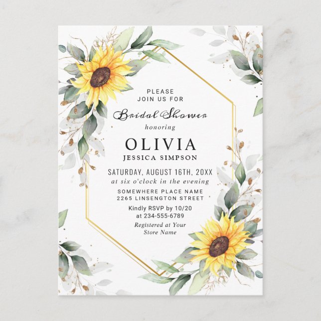 Carte Postale Elégante Fête des mariées de verdure dorée tournes (Devant)