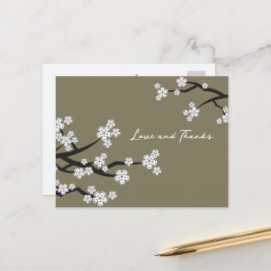 Carte Postale Élégante Fleurs de cerises blanches Sakura Love & 