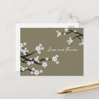 Carte Postale Élégante Fleurs de cerises blanches Sakura Love &
