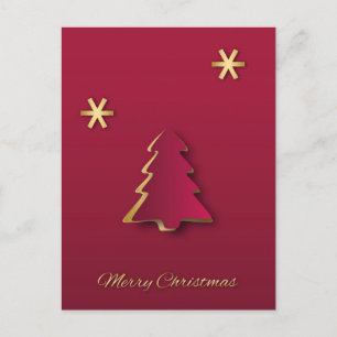 Carte postale élégante Gold Red Christmas Tree
