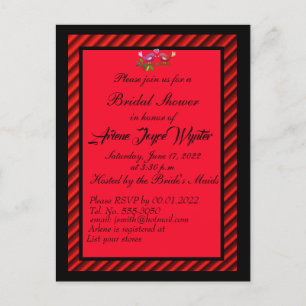 Carte Postale Élégante invitation noire et rouge