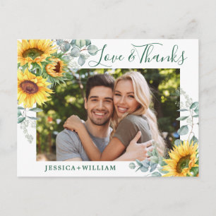 Carte Postale Élégante Mariage de tournesols en Merci floral PHO