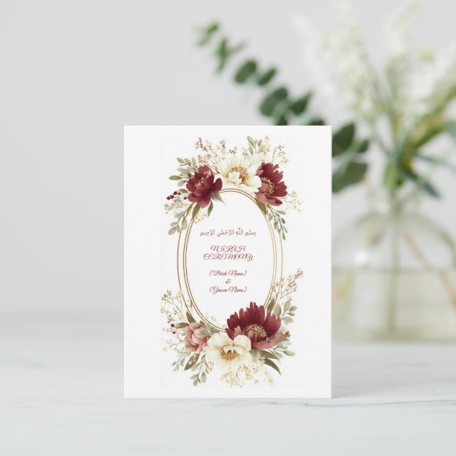 Carte postale élégante Nikah Save The Date - Flora (Debout devant)