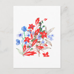 Carte Postale Élégante œuvre d'art de fleurs et de feuilles Mi