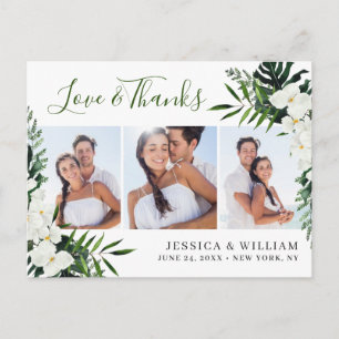 Carte Postale Elégante Orchidées Blanches Merci Mariage de Bohêm