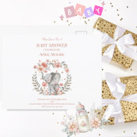 Élégante petite fille Baby shower d'éléphant rose