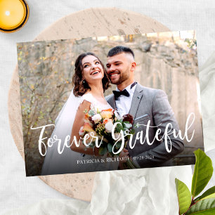 Carte Postale Élégante Photo de Mariage Merci pour Toujours
