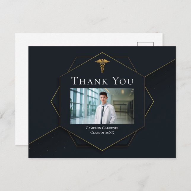 Carte Postale Élégante Photo de Promotion de l'École de Médecine (Devant / Derrière)