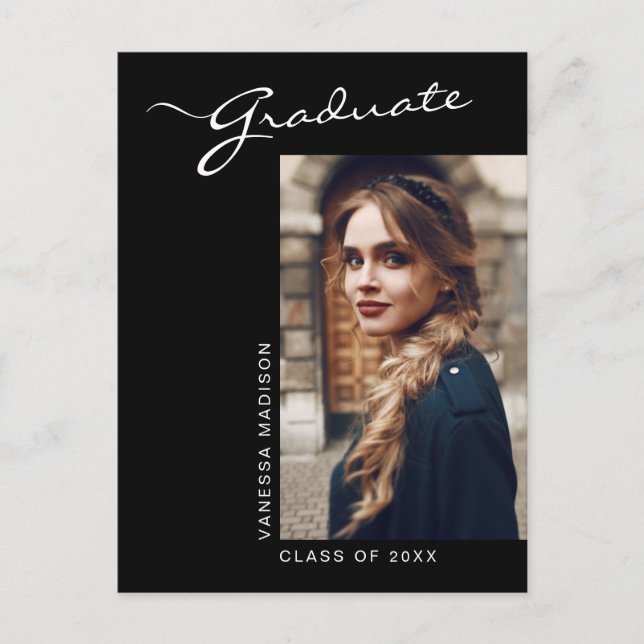 Carte Postale Élégante photo de script moderne | Grad Faire-part (Devant)