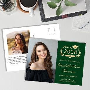 Carte Postale Élégante photo Green Graduation