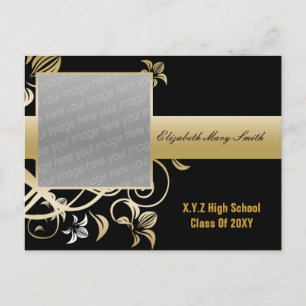 Carte Postale élégante photo or Graduation Invitation