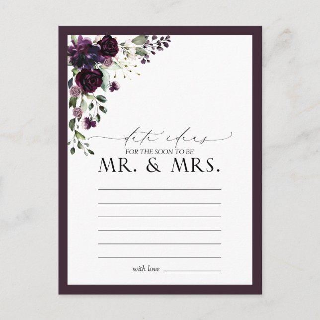 Carte Postale Elégante Plum Purple Floral Aquarelle Date Idées (Devant)