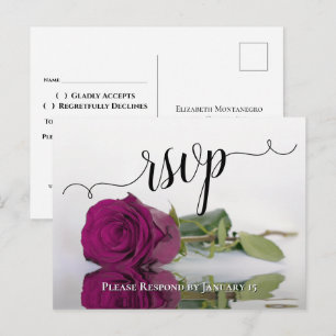 Carte Postale Élégante réponse de mariage rose magenta réfléchis