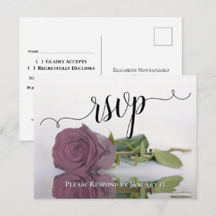 Carte Postale Élégante réponse de mariage Rose Mauve Poussiéreux