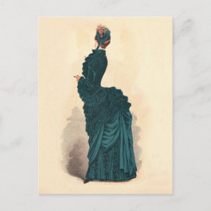 Carte Postale Élégante robe victorienne bleue