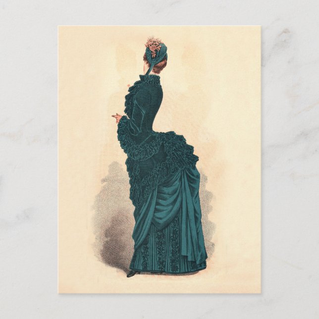 Carte Postale Élégante robe victorienne bleue (Devant)